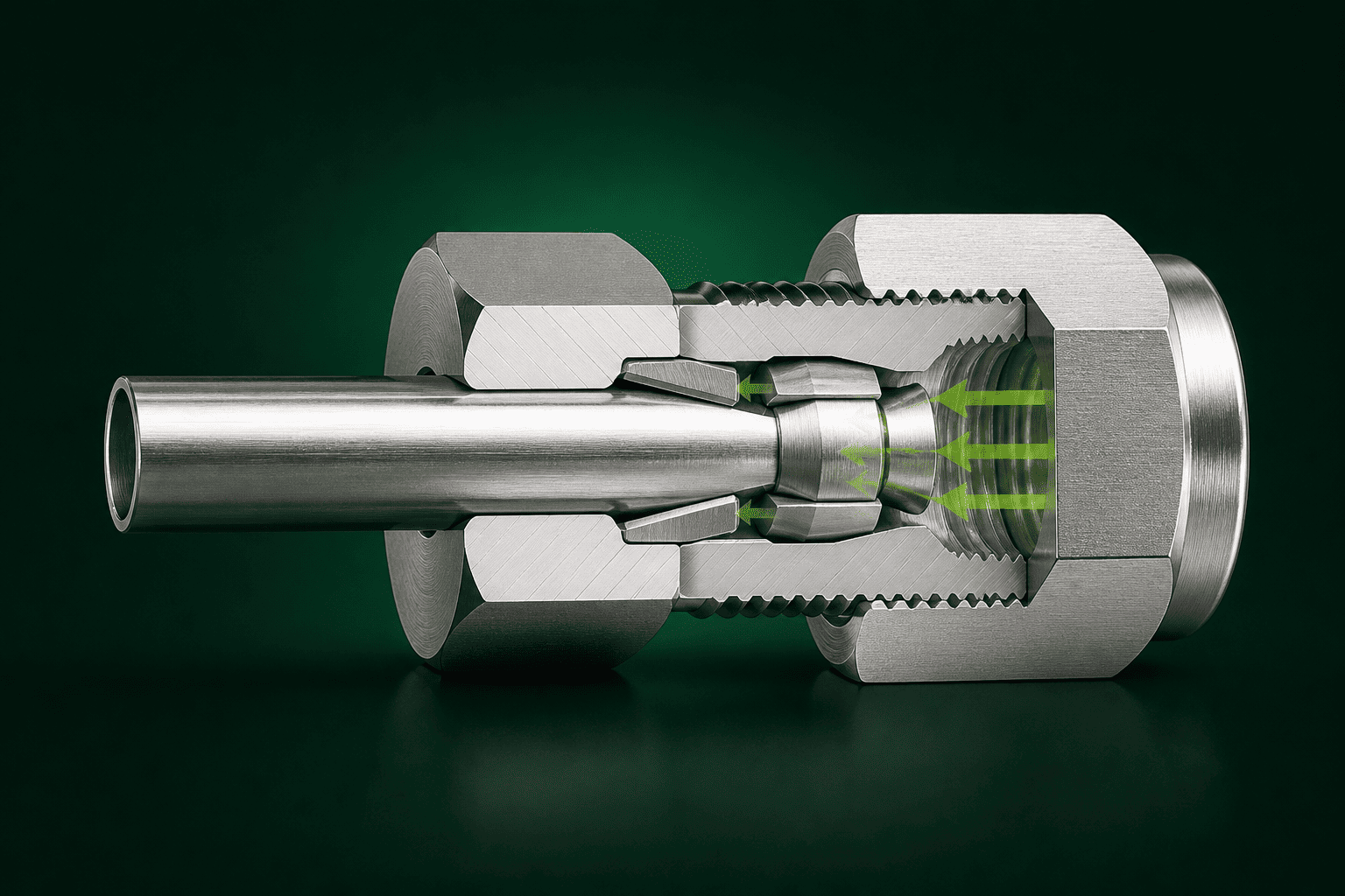 Double Ferrule Tube Fitting Installation Cross-Section double ferrule tube fitting installation cross-section diagram