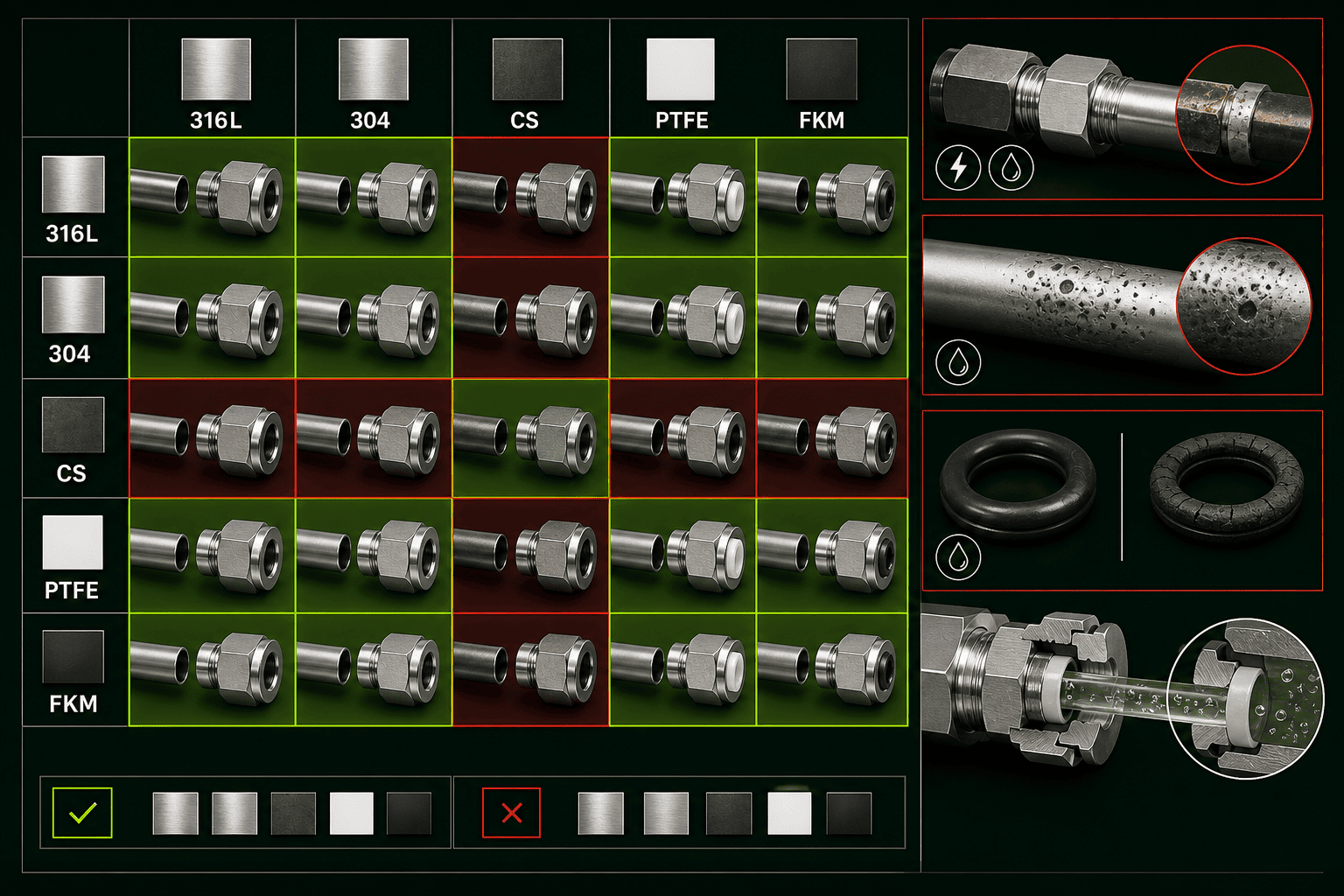 Tube Fitting Material Compatibility Selection Guide material compatibility chart for tube fittings